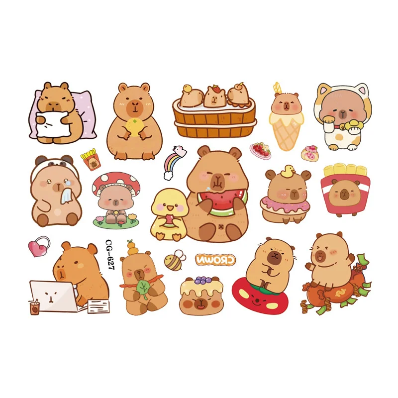 For Kids Funny Birthday Gift Cartoon Capybara Temporary Tattoo Stickers Cute Guinea Pig Children Waterproof Tattoo