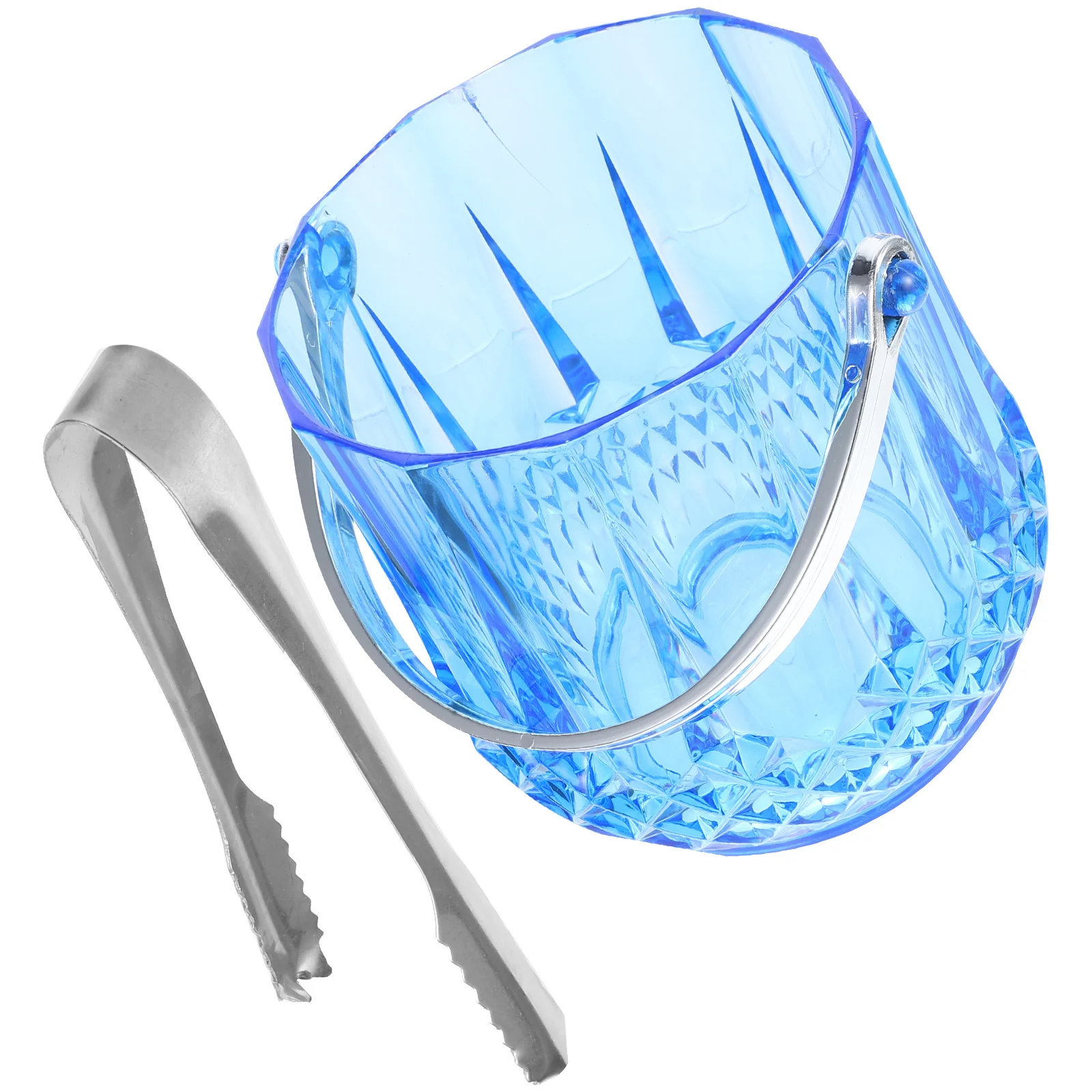 

1150ml Clear Bucket Stainless Steel Tongs Ice Holder for Home Party Practical Desktop Cube Container Bar Tool Set
