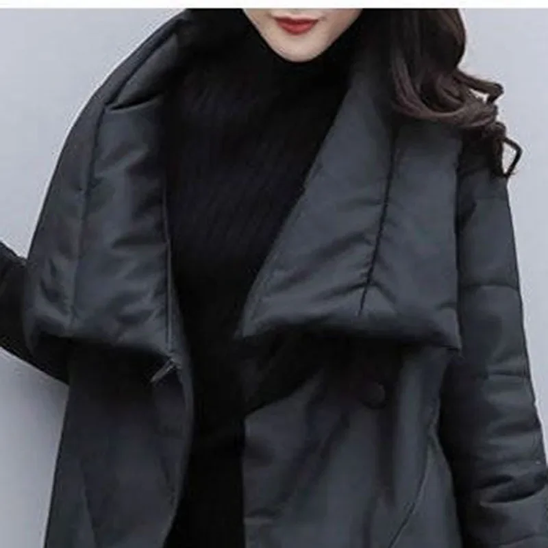 Winter Coat Women 2023 New Fashion Long Loose Thick Warmth Top Suit collar Parkas Jacket Female Cotton Clothing oversize Outwear