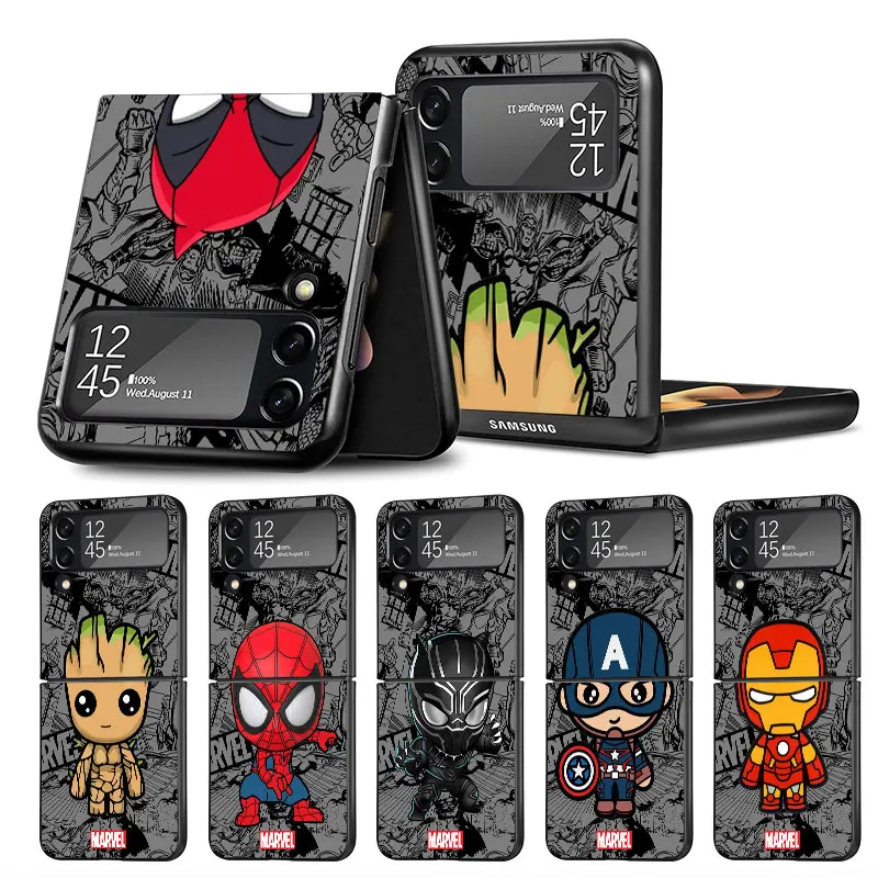 Marvel Ironman Sipiderman Phone Case for Samsung Galaxy Z Flip 4 5G zflip ZFlip3 Z Flip5 Z Flip 3 Shockproof Cases Cover