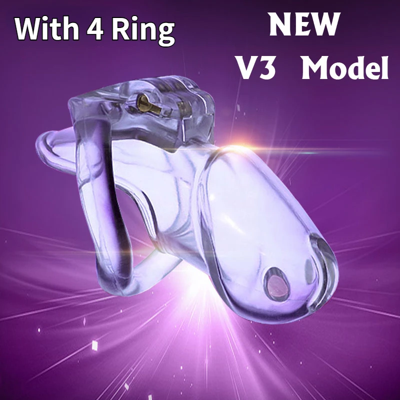 Hot Sale HT V3 Male Chastity Cage With 4 Sizes Penis Rings Super Small Cock Cage Chastity Belt Adults Dick Lock Sex Toys For Gay