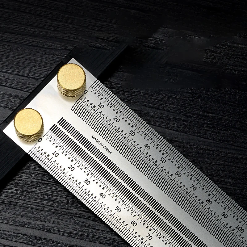 1pc Woodworking ruler High-precision Line Scribe T-type Ruler Hole Scribing Ruler Stainless Mark Line Gauge Measuring Tools