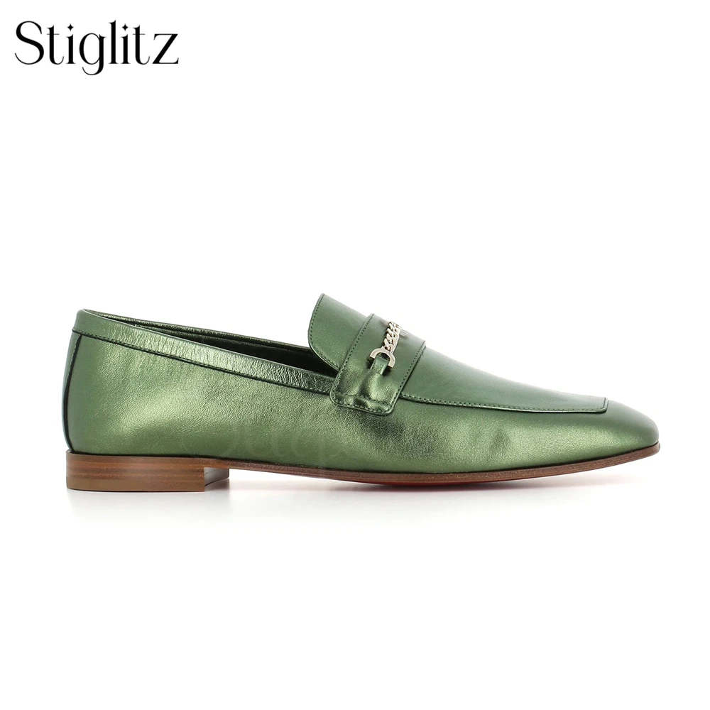 

Metal Fastener Loafers Multicolor Leather Fashion Dress Shoes Latest Designer Style Comfortable Flat Shoes Men's Handmade Shoes