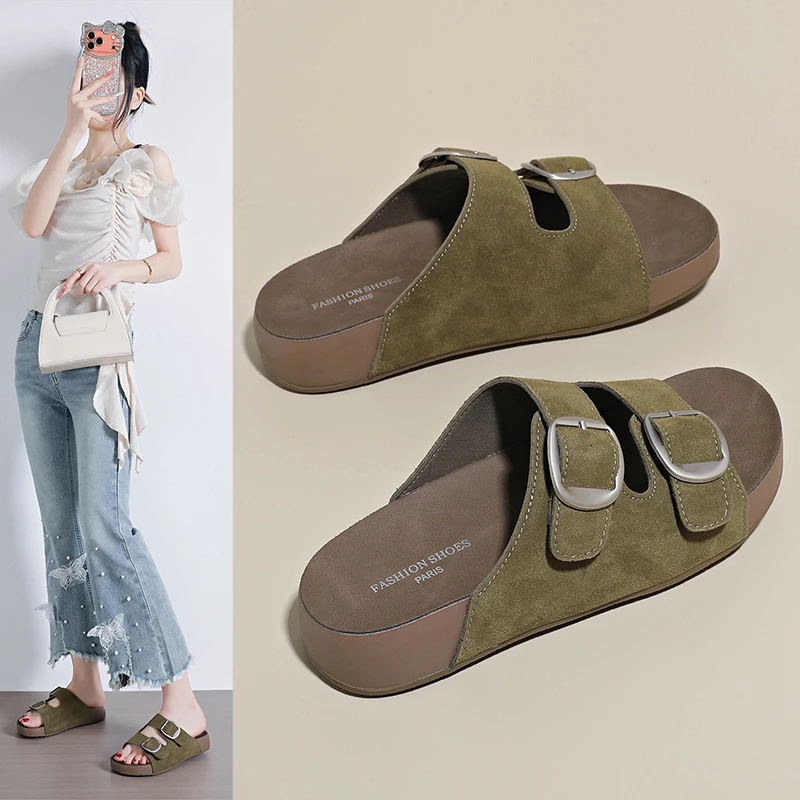 Casual Women One Band Slides Summer Soft Rubber Slippers Wear Resistant Sandals for Daily Walking view 3