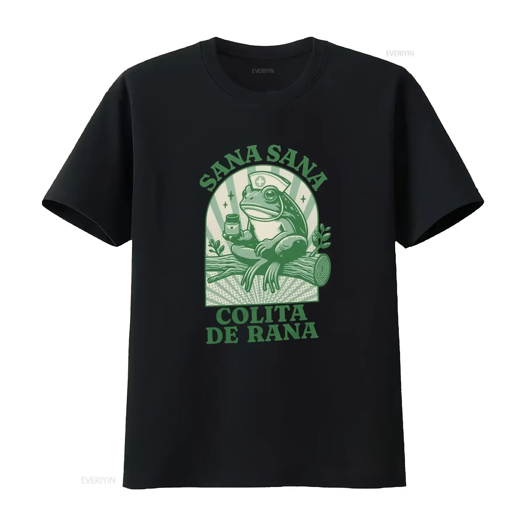 Camiseta Sana Colita De Rana, diseño gráfico mexicano, divertido, para mamá latina, enfermera, estilo vintage, lavado, cómodo y a la moda.