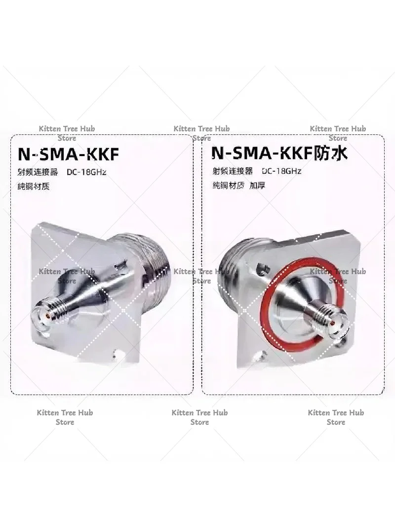 2PCS 18G RF N to SMA Adapter, SMA Female to N Female Waterproof with Four-Hole Square Plate 25x25 Panel