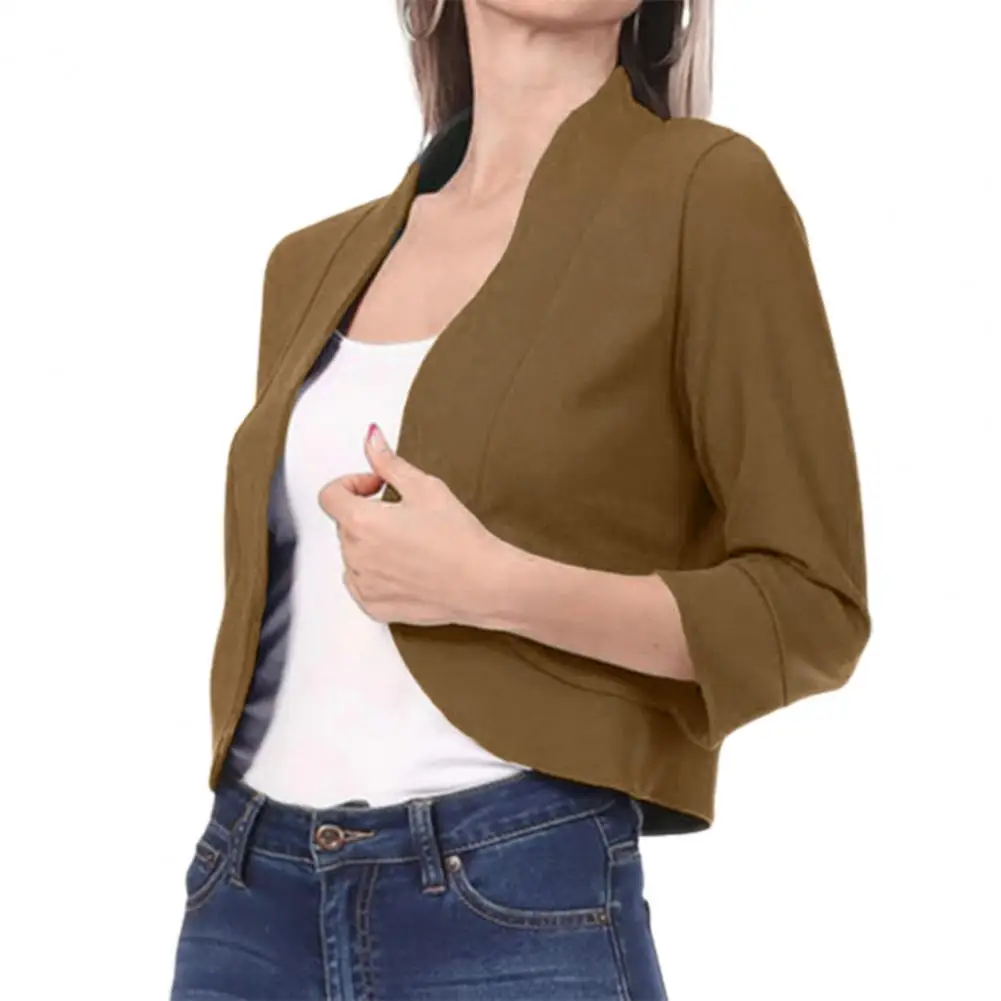 

Crop Top Women Cardigan Open Stitch Short Coat Half Sleeve Short Suit Jackets Loose Fit Women Coat Spring Fall Jacket