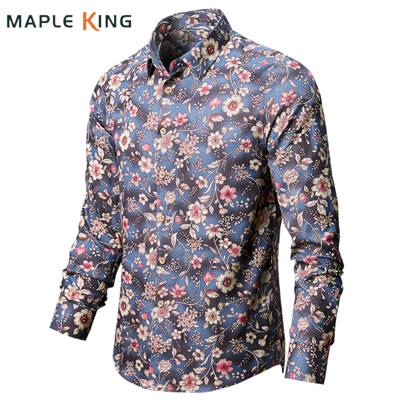 

Floral Shirt Men 2023 Luxe Brand Long Sleeve Elegant Printed Slim Camisa Hawaiana Hombre Vinatge Gentleman Party Dress Shirts