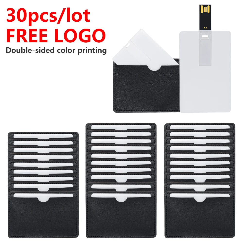 

30Pcs/Lot Business Custom Logo Card Shape USB Plastic Memory Stick 32GB 64GB ATM Pendrive Credit Business Card USB Flash Drive