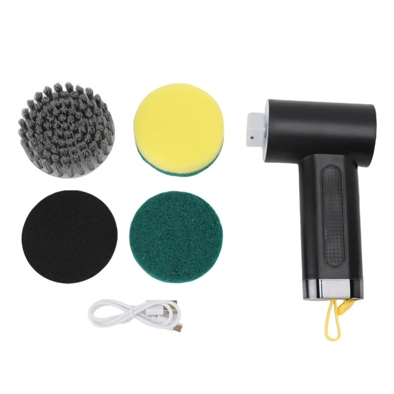 فرشاة تنظيف دوارة كهربائية 2 سرعات دش لاسلكي مع 3 رؤوس قابلة للاستبدال لنافذة بلاط المطبخ والحمام