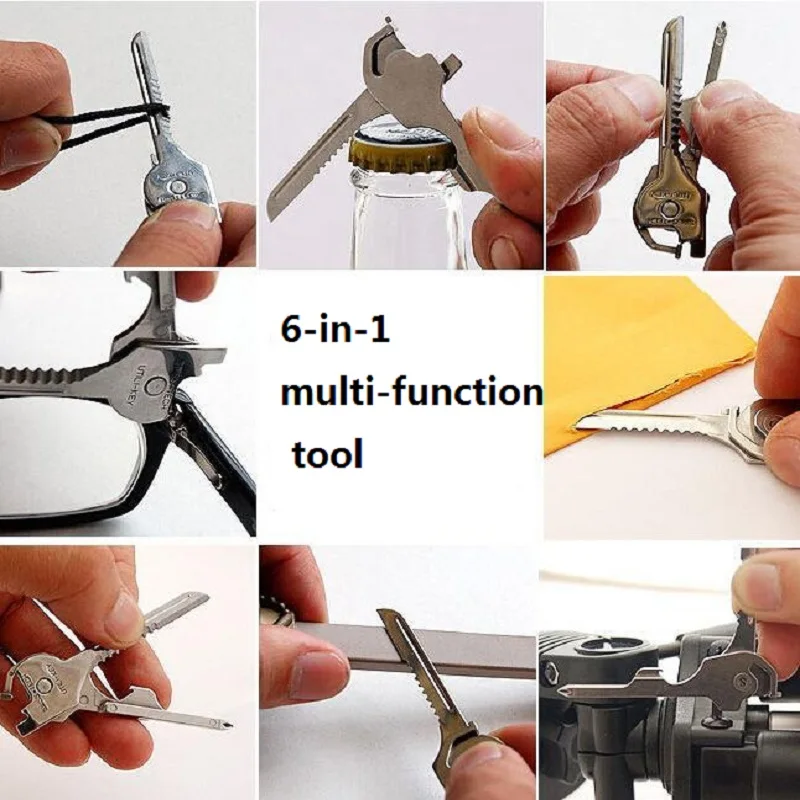 6 in 1 Multi-function Key Chain Folding Mini Knife Swiss Tool Outdoor Portable Screwdriver Bottle Opener Unpacking