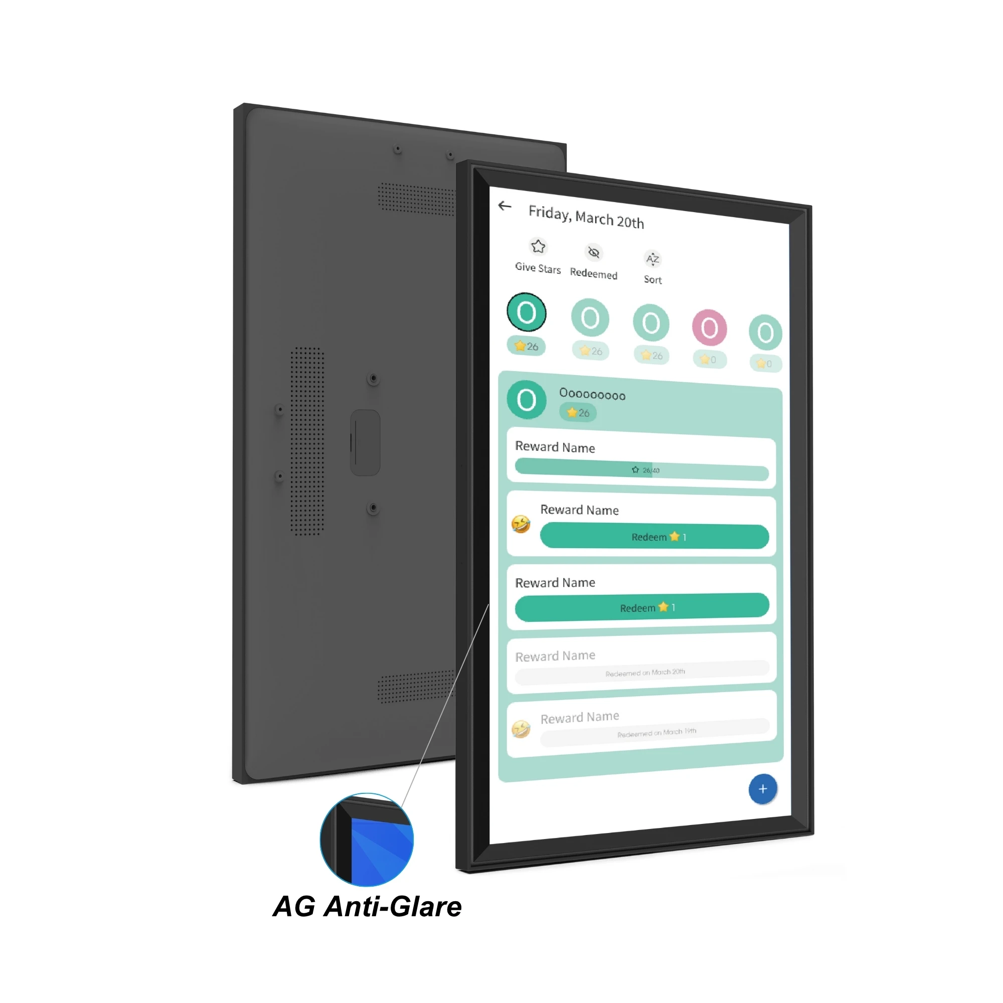 

21.5-Inch Android 14 Silver Anti-Glare Black Smart Electronic Children's Week Digital Calendar Touch Screen Wall Audio