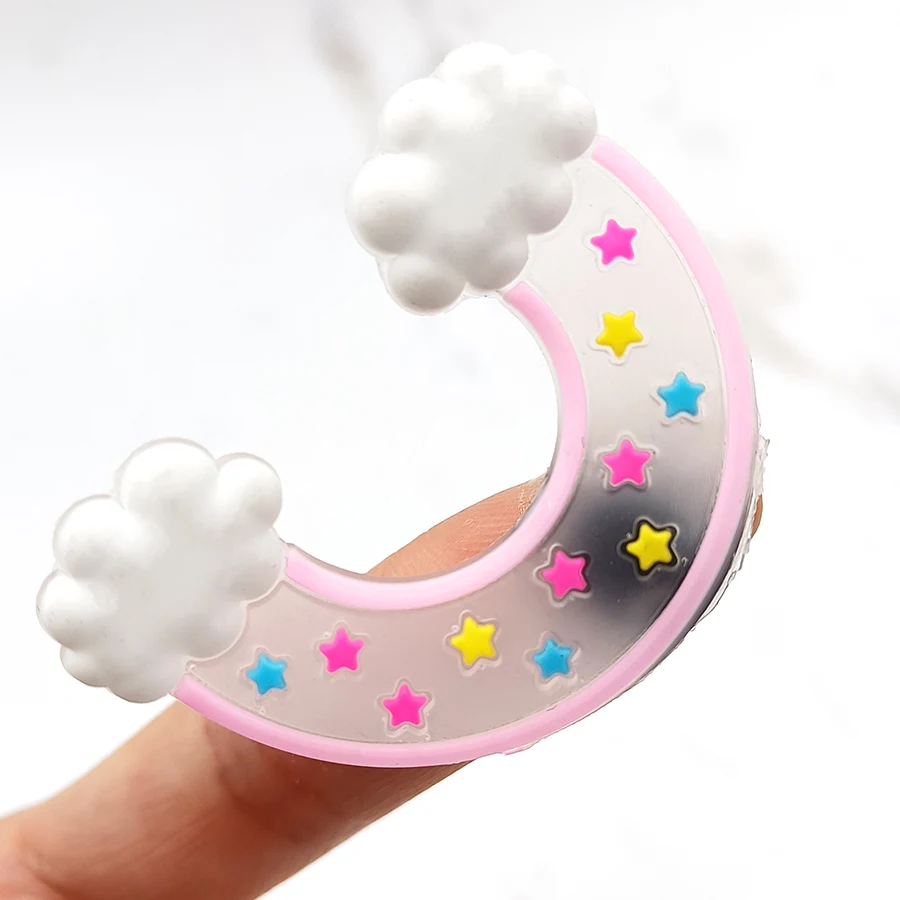 1Pcs Translucent Design Flower Rainbow PVC Shoe Charms Accessory Shoe Upper Pins Buckle Decorations Badge Kids Gifts