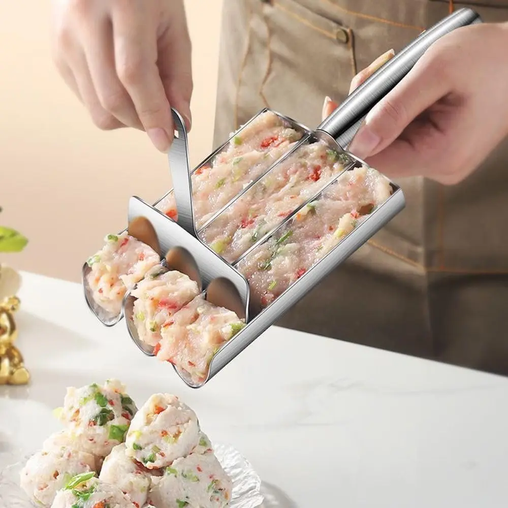ماكينة صنع كرات اللحم من الفولاذ المقاوم للصدأ مع ملعقة كرات اللحم غير اللاصقة لسهولة أدوات المطبخ العملية في كرات اللحم محلية الصنع #5