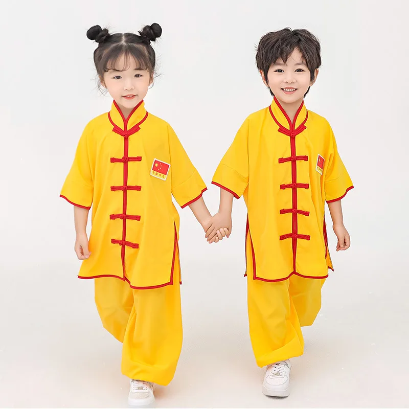 New Children's Practice Clothes Chinese Kung Fu Martial Arts Training Clothes Children's Embroidery Performance Clothes