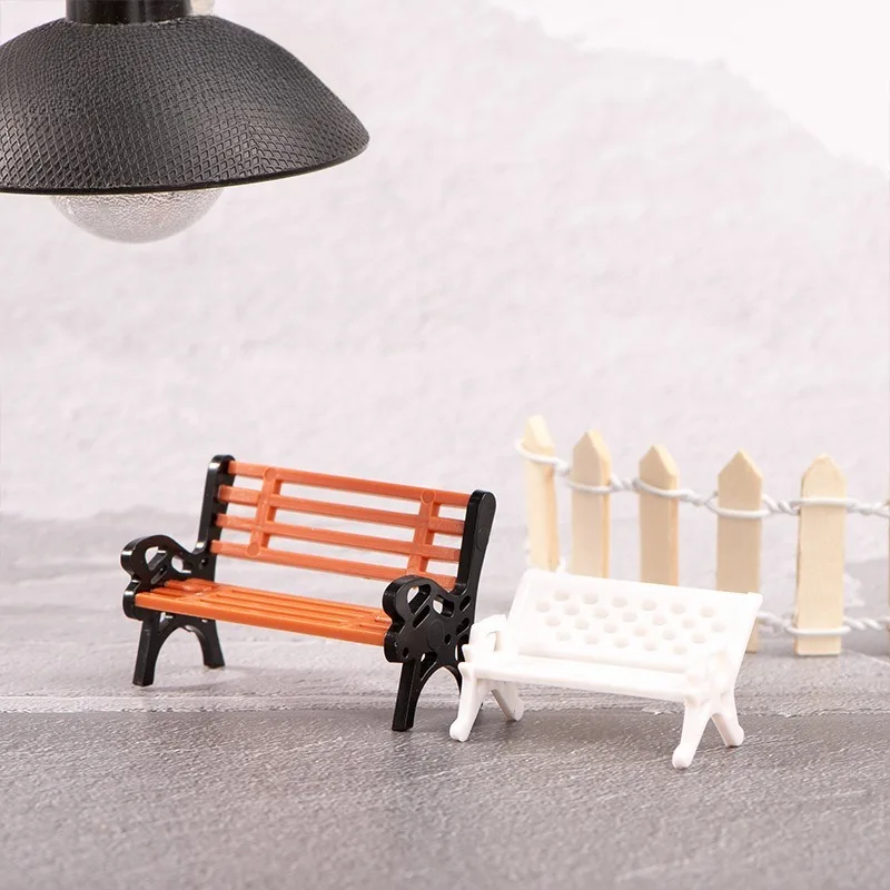 Mini Dollhouse Bench Park Rocking Chair Bench Stool Dolls House Furniture Accessories Fairy Garden Courtyard Home Decor Crafts