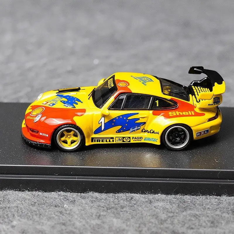 HL Diecast سيارة 1/64 مقياس بورش 993 RWB نموذج سيارة رياضية واسعة الجسم سبيكة بورش 993 RWB لعب نموذج المركبات لعب للأولاد