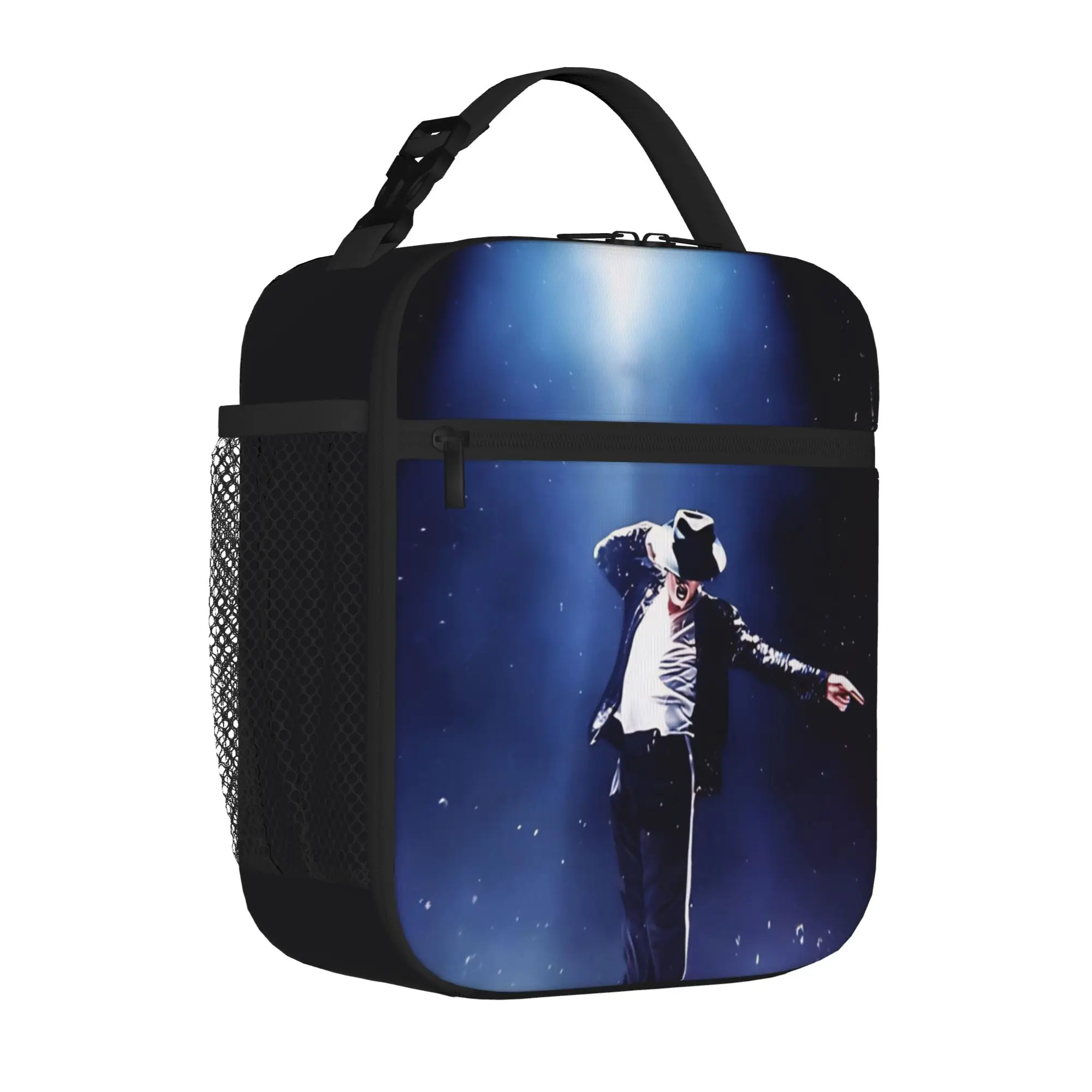 1 Piece Portable Lunch Container under the light Zipper Closure Durable Pocket Michael Jacksonn For Lunch Box Bag
