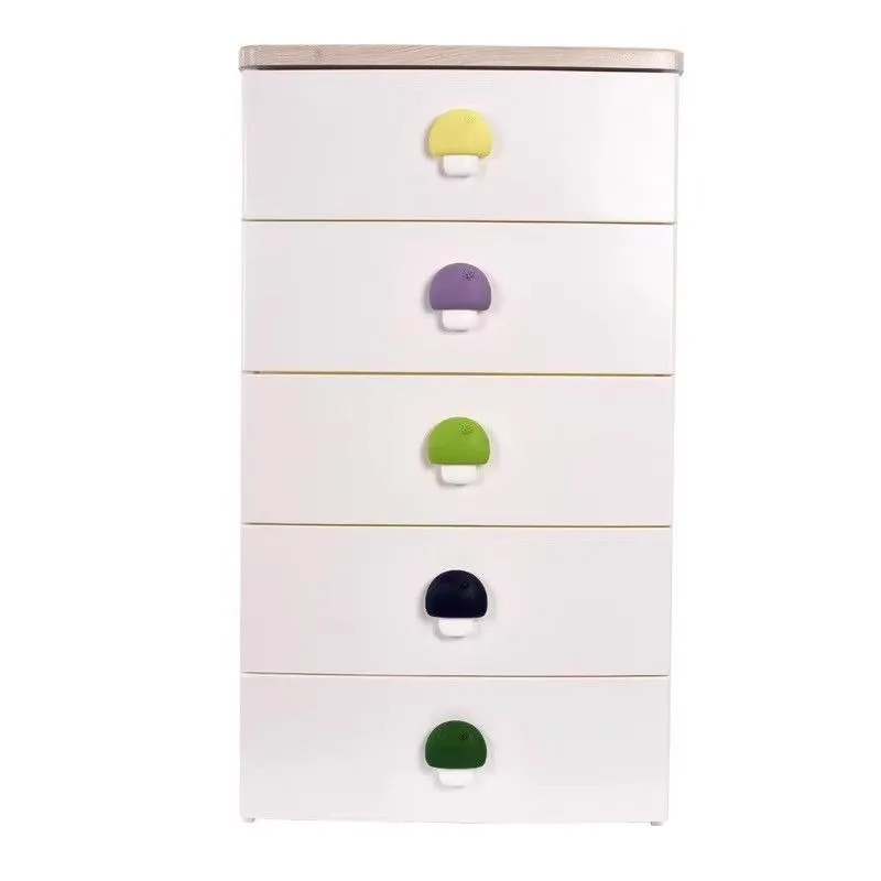 Mushroom cream wind storage cabinet, drawer chest of drawers wardrobe, living room bedroom bedside table free installation