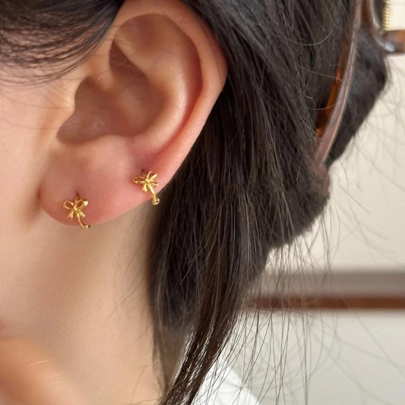 91AC Bowknot Серьги минималистские Фото №5