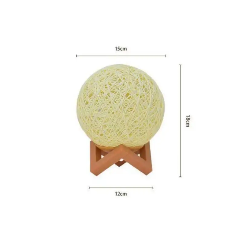 

1 Set Rattan Ball Table Lamp USB Plug Brightness Adjustable Nightight Gift Wooden Stand Nightstand Decor Night Light For Bedroom