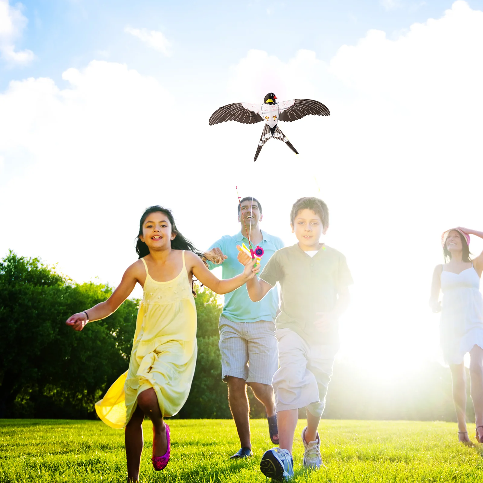 Zwaluwvogelvlieger Gemakkelijk te vliegen Vlieger Outdoor Grappige vlieger voor kinderen met hengel (willekeurige kleur) Kindervlieger