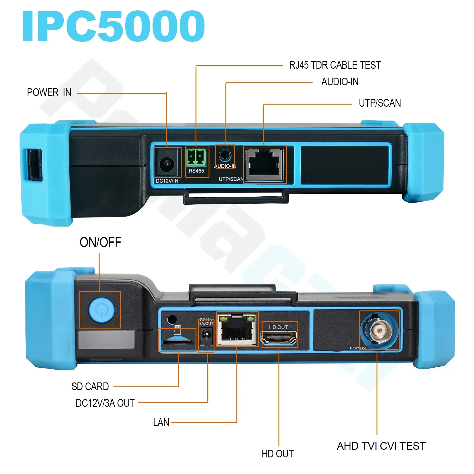 Imagem -04 - Testador Analógico Cctv Ipc5200 Plus Completo 8mp ip Cvi Tvi Ahd Sdi em hd Vga 4k Hdmi Entrada Cabo de Alimentação