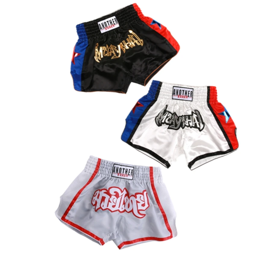 Muay Thai Shorts für Herren, Damen und Kinder, Boxtraining, Kickboxen, Bestickte Gym-Hosen, Kampfsport, Grappling-Training, MMA-Bekleidung – Detail 1