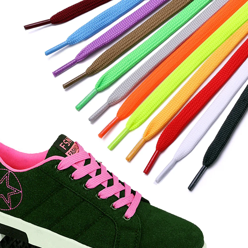 1 Pair Colourful Polyester Shoe Laces Solid Color Casual Sport Running Flat Shoelace Shoe Strings For Sneakers Sport Shoes New