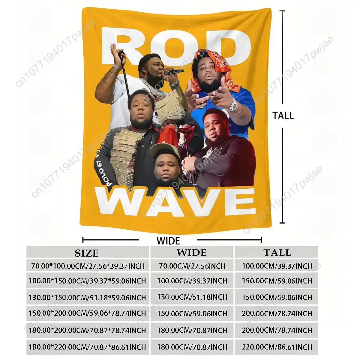 Rod Wave Print Flannel Blanket, 2 Counts Soft Warm Throw Blanket, Air Conditioning Blanket, Household Gift for Bedroom Living Ro