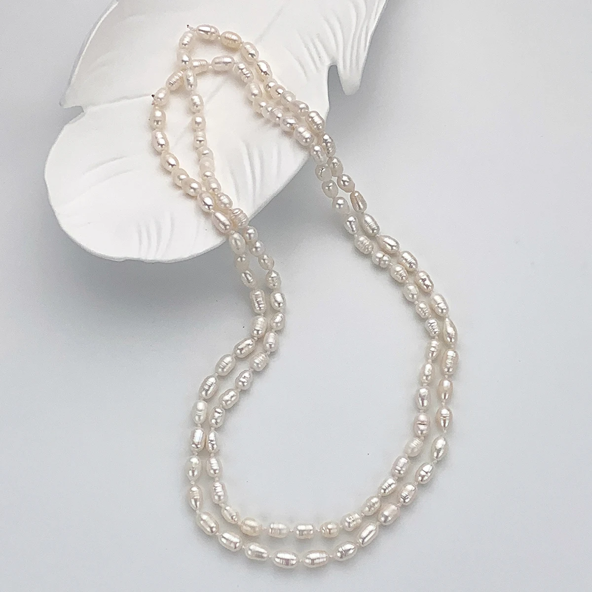 

100% Natural Freshwater Pearl White Rice Beads Sweater Chain Real Pearl Charms for Women Jewelry Accessories Daily Gifts 80cm