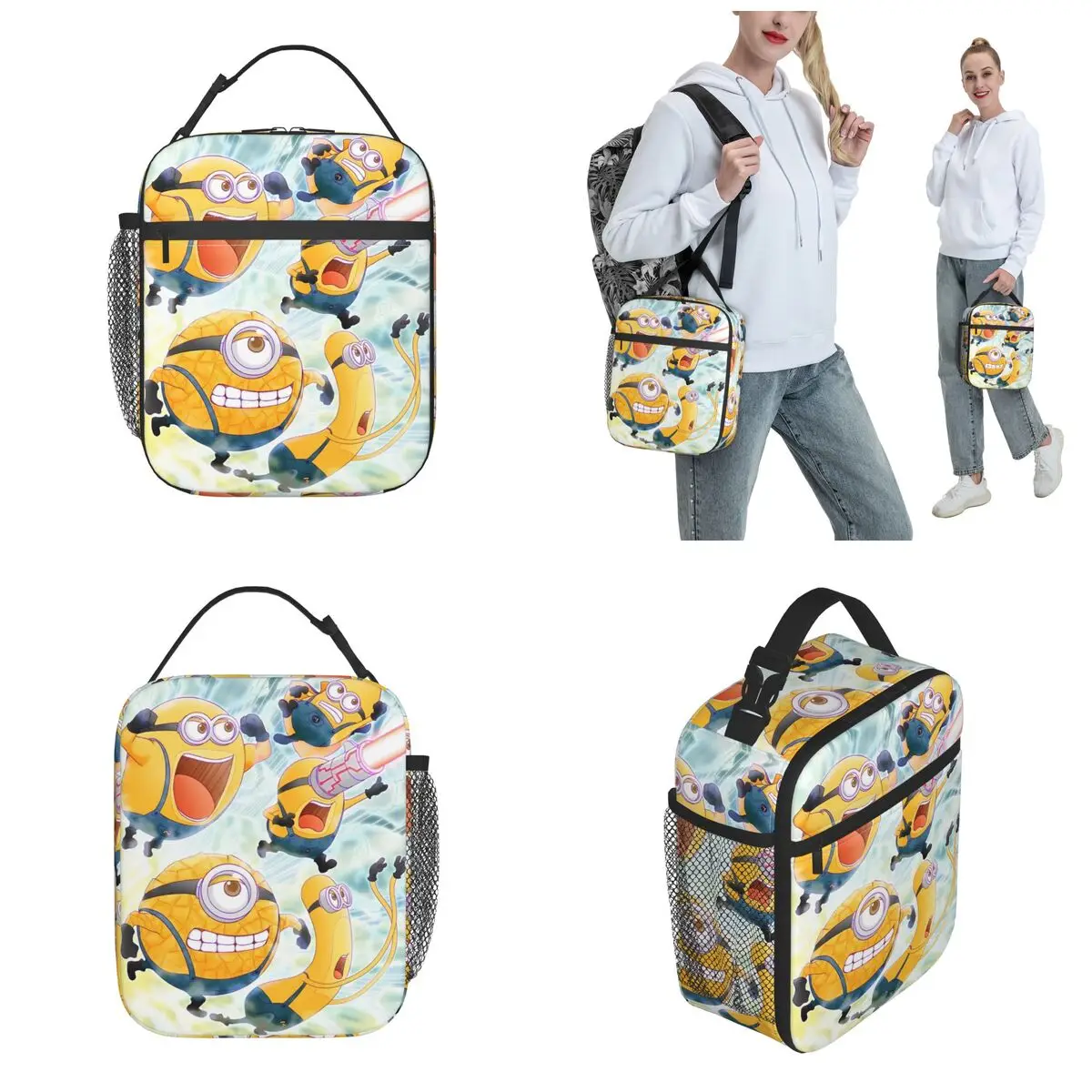 MEGA Minions Insulated Lunch Bag Portable Cute Cartoon Reusable Thermal Bag Tote Lunch Box College Picnic Food Handbags