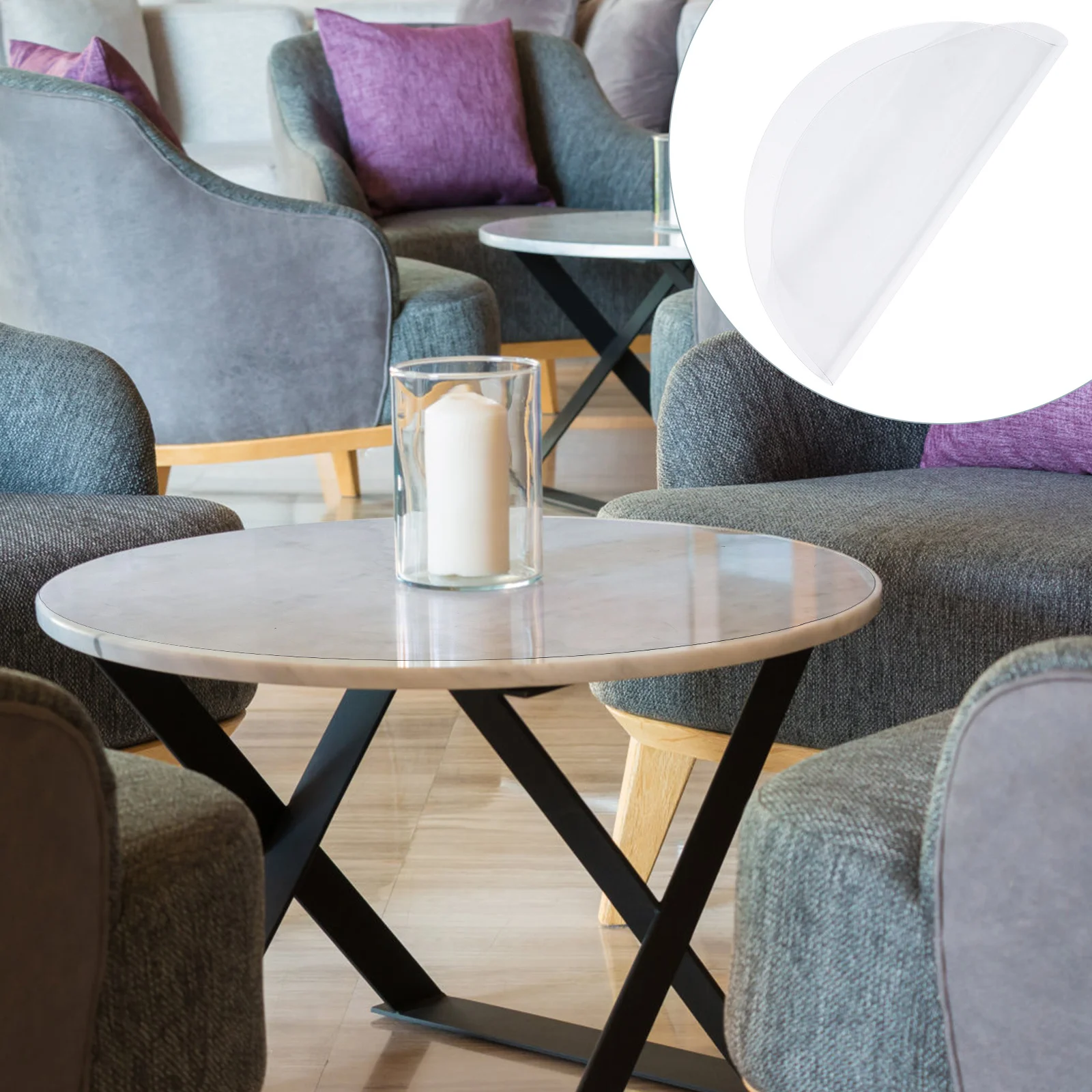 

Round Clear Table Protector Waterproof PVC Tablecloth Cover Dirt Resistant Stain Resistant Reusable Table Cover for Dining