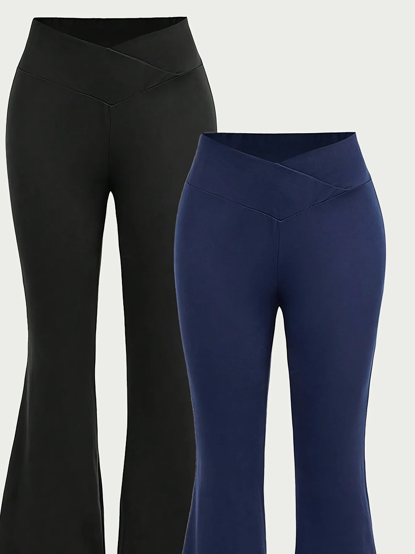 Mädchen 2er-Pack Cross-Waist Schlaghosen, Hochgeschnittene Dehnbare Glockenhosen, Kinder Casual Sport Tanz Alltagskleidung für 4-12 Jahre – Detail 3