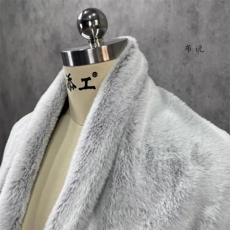 Short Plush Fabric Imitation Rabbit Hair Gray White Scarf Photo Display Decorative Fur Cloth Diy Apparel Sewing Meters Material