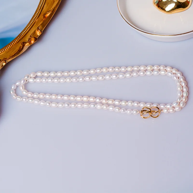 Pearl Necklace Long Multi-Layer Sweater Chain Natural Light