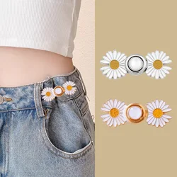 Women's Flower Tighten Waist Brooches Buckle Alloy Pins Set Adjustable Button Waist Clip for Skirt Pants Jeans Accessories