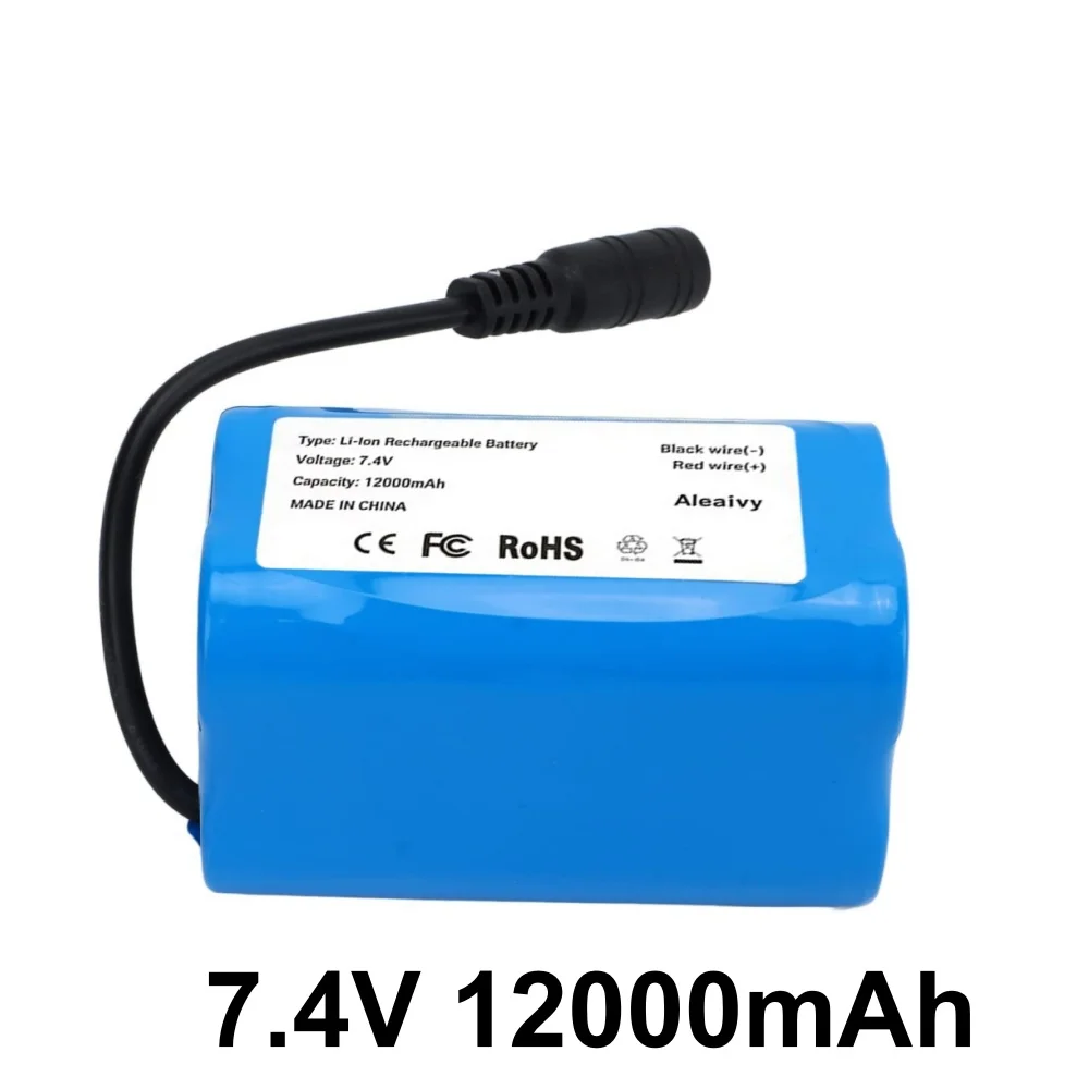 7.4V 12Ah Rechargeable Lithium Replacement Battery Pack for RC Feeding Boat Remote Controlled Bait Speedboat Spare Power Battery