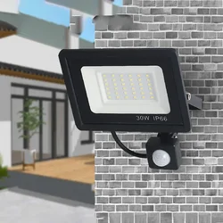 Projectores LED com sensor de movimento PIR, lâmpada de parede exterior, projector suspenso, impermeável, IP66, 100W, 50W, 30W, 20W, 10W, 220V, IP66