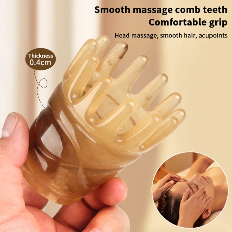 Resin Hair Scrubbing Comb Head Massager Hair Care Meridian Scraping Scalp Massage Acupuncture SPA Gua Sha Health Massage Tool