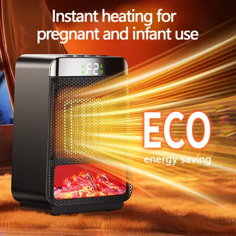 Portable Dynamic Flame Heater Household Heater Silent and Energy-Saving PTC Speed Electric Heater Timeable Electric Heater