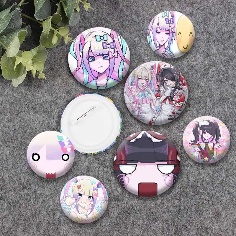 Game Needy Girl Overdose Button Brooch Cool Cartoon Girl KAngel Ame-chan Badges Clothes Backpack Decorations Pins Jewelry Gifts