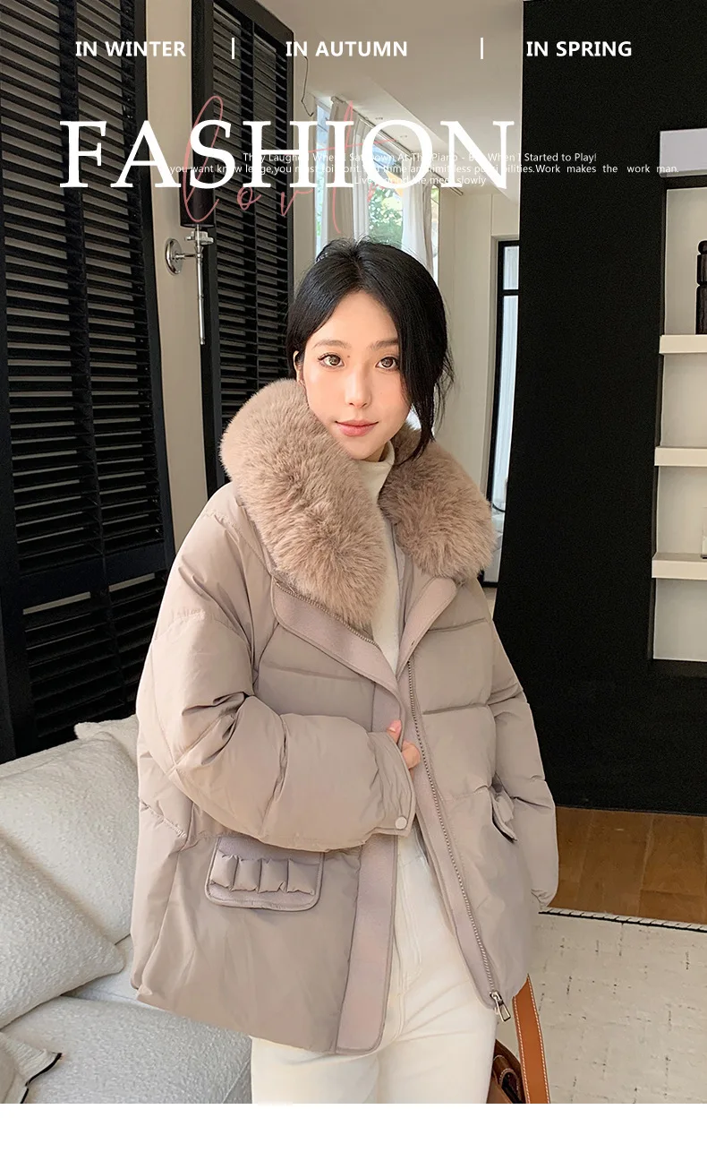 Simple Faux Fur Collar Padded Parka Women Thick Warm Winter Puffer Jacket 2026 Ladies Office Wear Casual Solid Zipper Outerwear