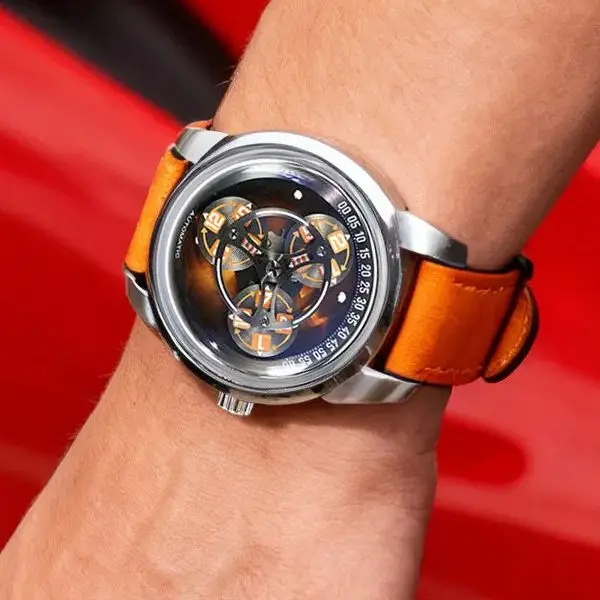 HANBORO Men Automatic Watch 42mm Mechanical Wristwatch 5ATM Waterproof Luminous Rotatable Starwheel Dial