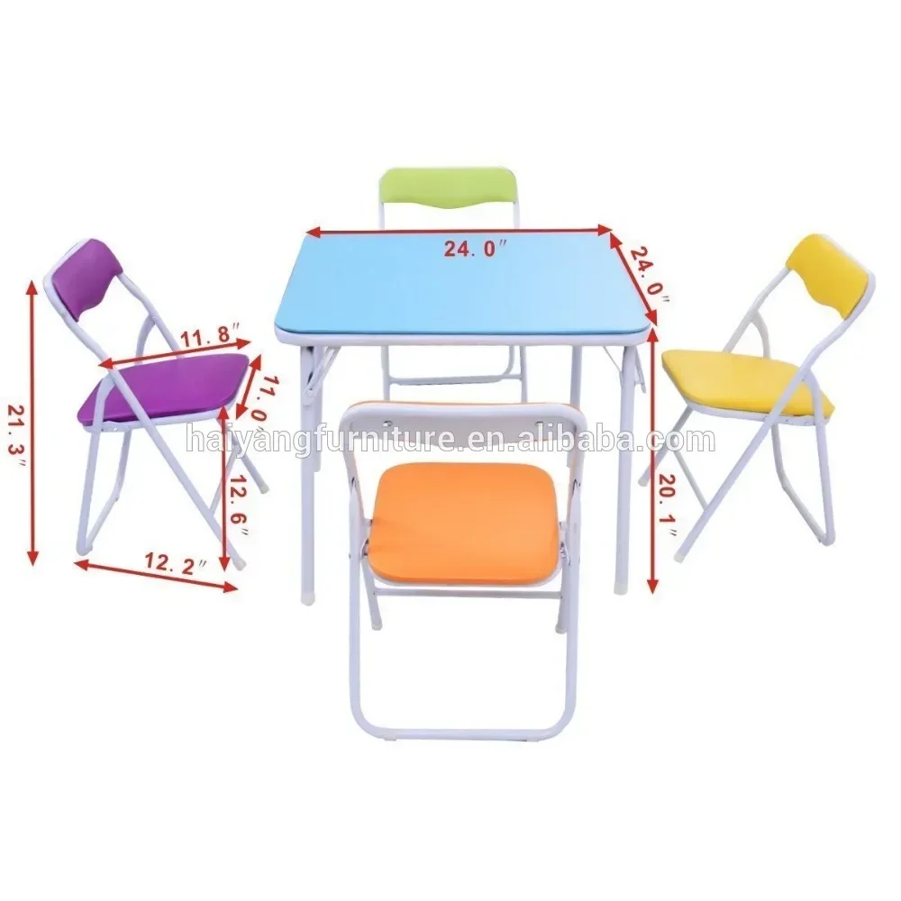2026 Cheap colorful  folding metal kids study party tables chairs set for children view 6