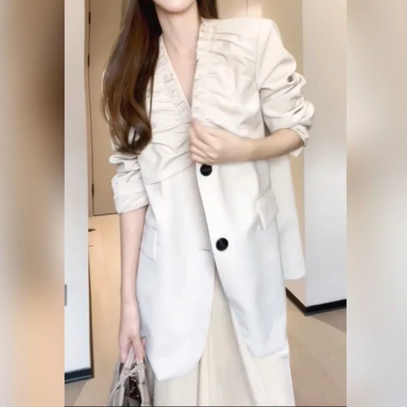 2024 Spring and Autumn Design Sense White Sling Dress Texture High Sense Women's Suit Small Fragrance Two-piece suit