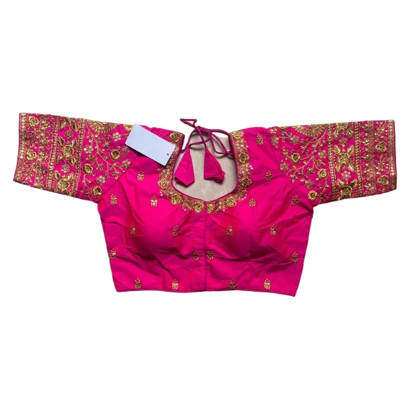 

Готовая блузка-чоли для сари с вышивкой, тяжелой магам-отделкой, шелковая, сшитая, индийская этническая одежда для свадьбы и вечеринок, топы для женщин