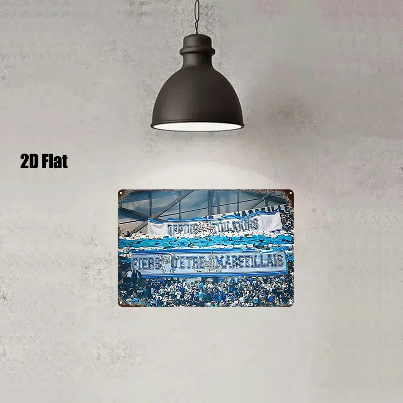 High Definition Metal Tin Sign Olympique De Marseille Fiers D'etre Marseillais, Retro Football Fans Wall Art Decor for Home Bar