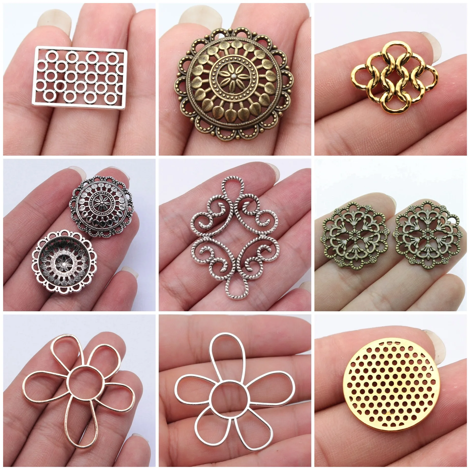 Geometric Hollow Floral Earring Connectors Jewelry Making Findings For DIY Bracelet Necklace Supplies