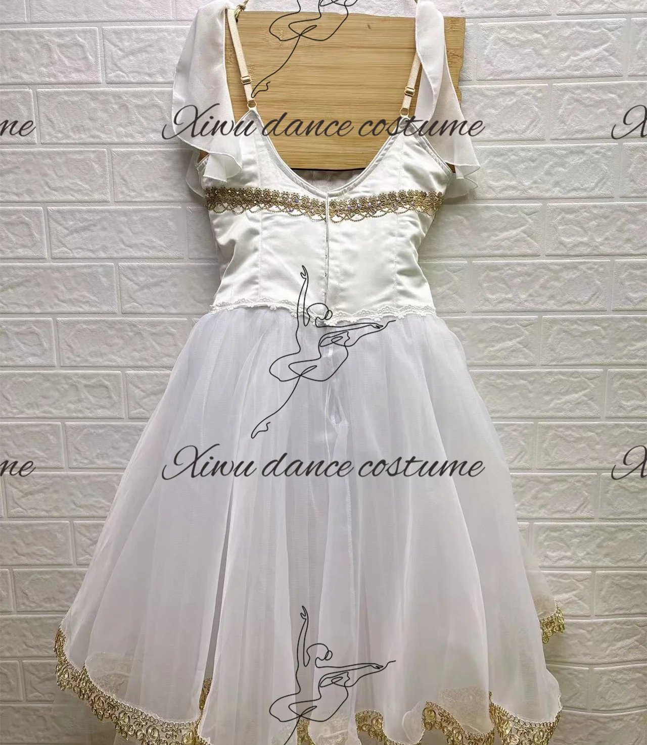Elegant Custom Size Kids Girls Women Adults Dance Performance Wear Long Costumes Cream White Romantic Ballet Tutu Dress